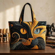Quilted bag with a mysterious cat