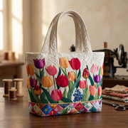 Women's bag with a tulip garden