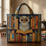 Handmade owl and antique books bag